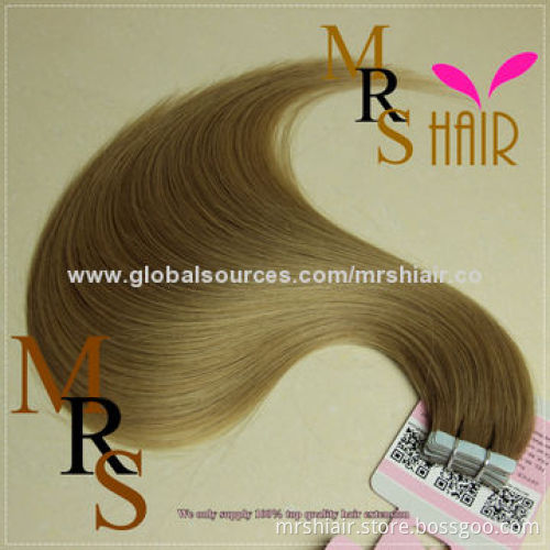 20-Inch Light Brown Brazilian Silk Straight Tape Weft Hair